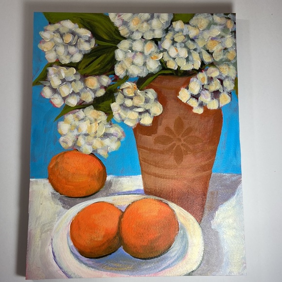 Original Acrylic Hand Painted Art ,of Abstract Flowers & Fruit; Kitchen Art - Picture 4 of 7